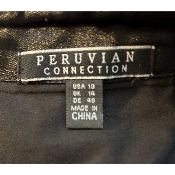 Peruvian Connection Pencil Skirt Women's 10 Brown Black Woven Timeless Textured - Picture 12 of 13